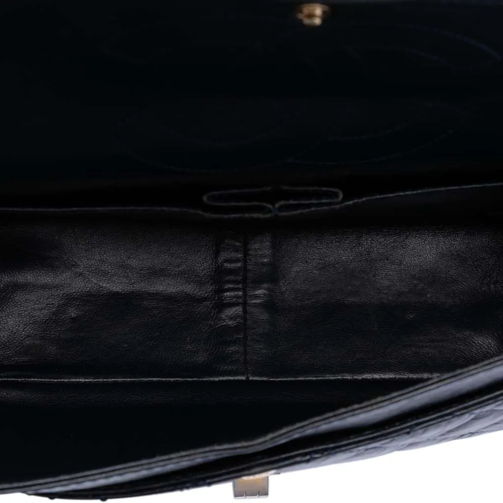 Chanel Quilted Aged Calfskin Reissue 2.55 Double Flap 226 Blue Leather Good - Model View