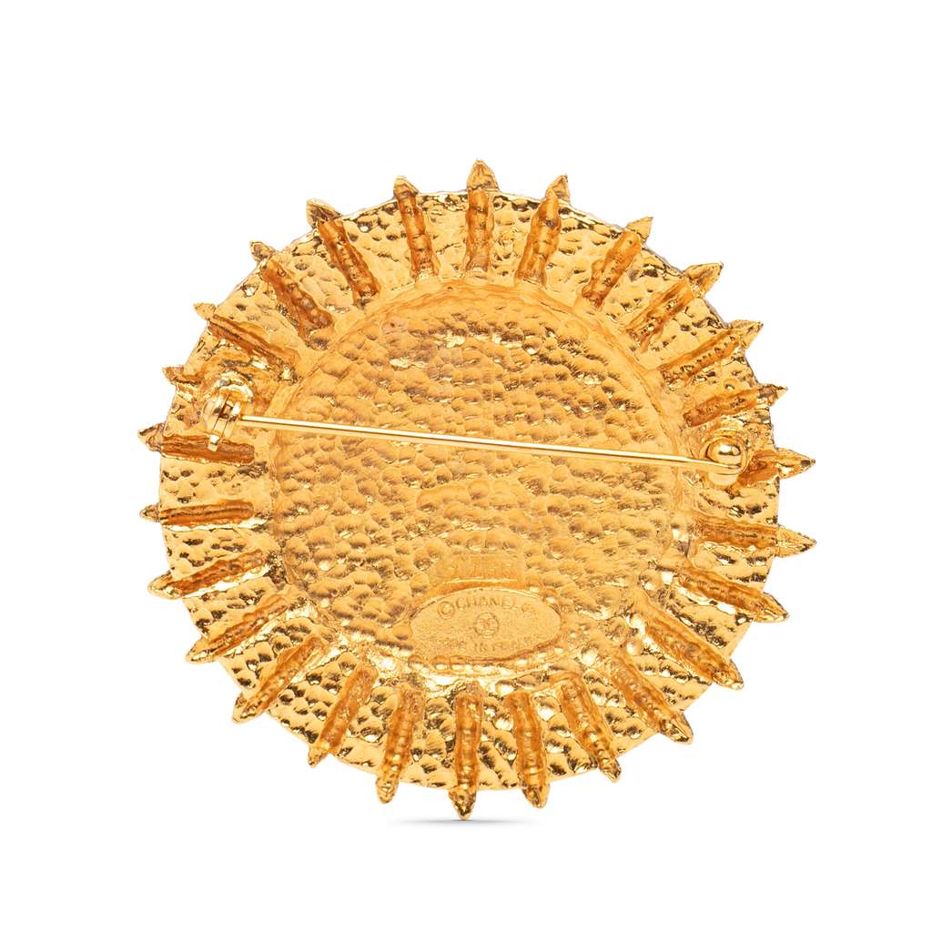 Chanel Gold Plated Coat of Arms Pin Brooch - 2