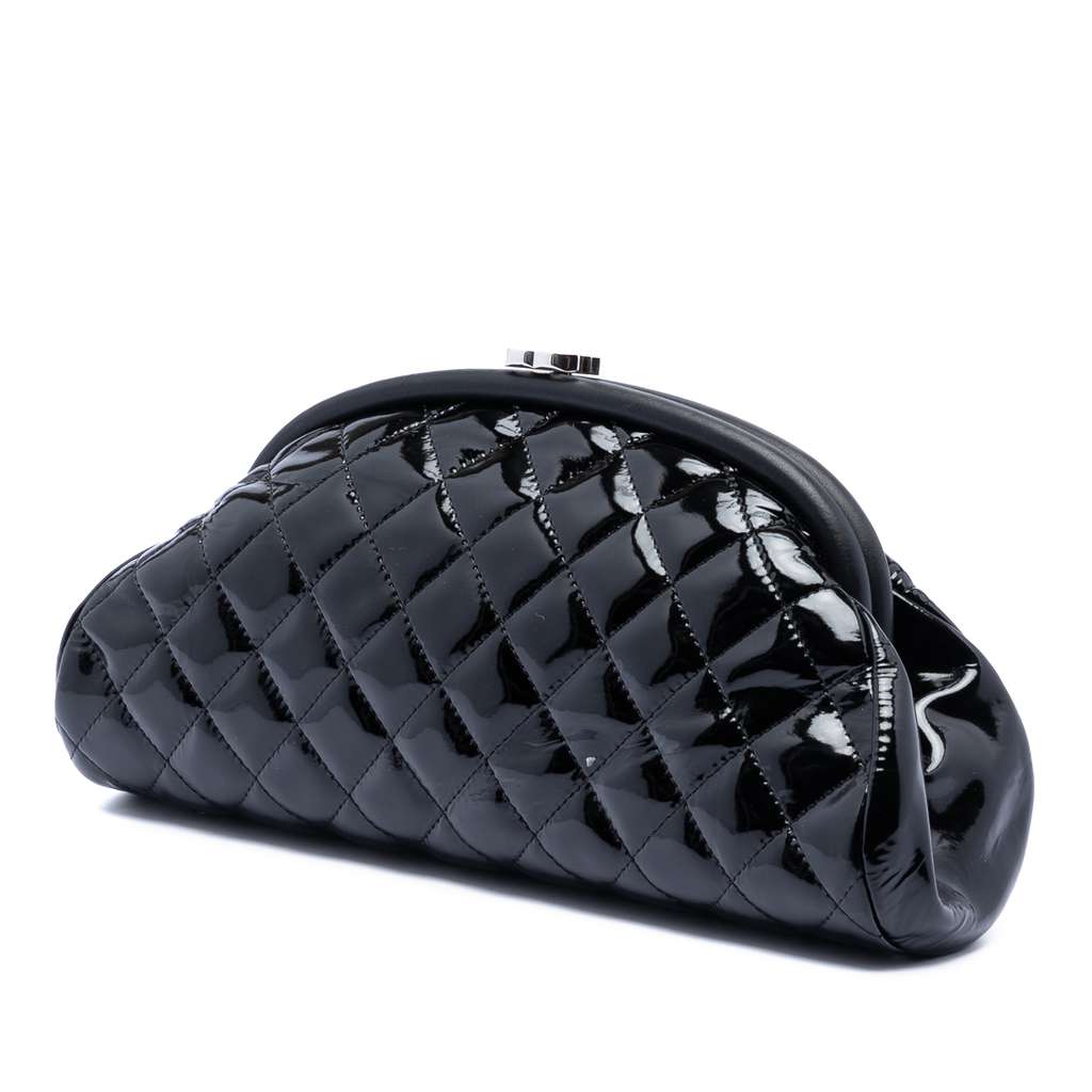 Chanel CC Quilted Patent Kiss Lock Clutch - 2