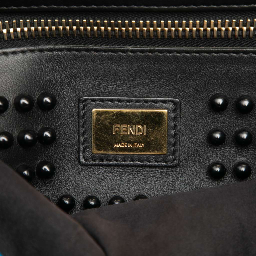 Fendi Large Leather Studded Monster Eyes Peekaboo Iconic Satchel - 5