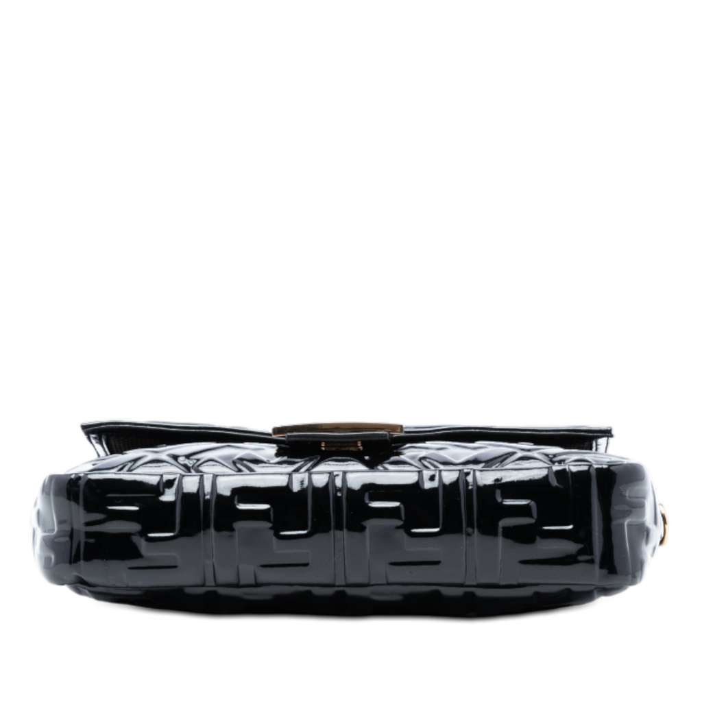 Fendi Medium Zucca Embossed Patent Baguette Satchel - 3