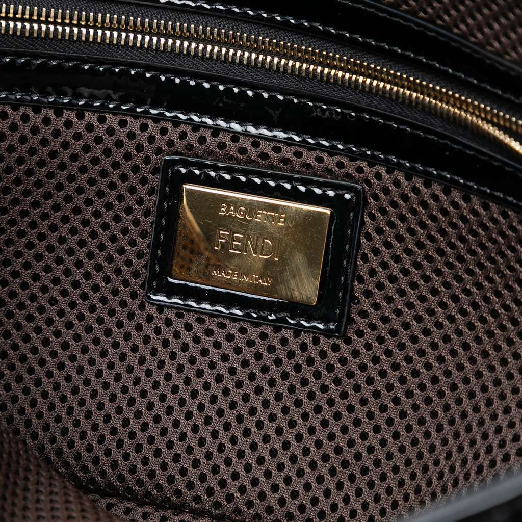 Fendi Medium Zucca Embossed Patent Baguette Satchel - 5