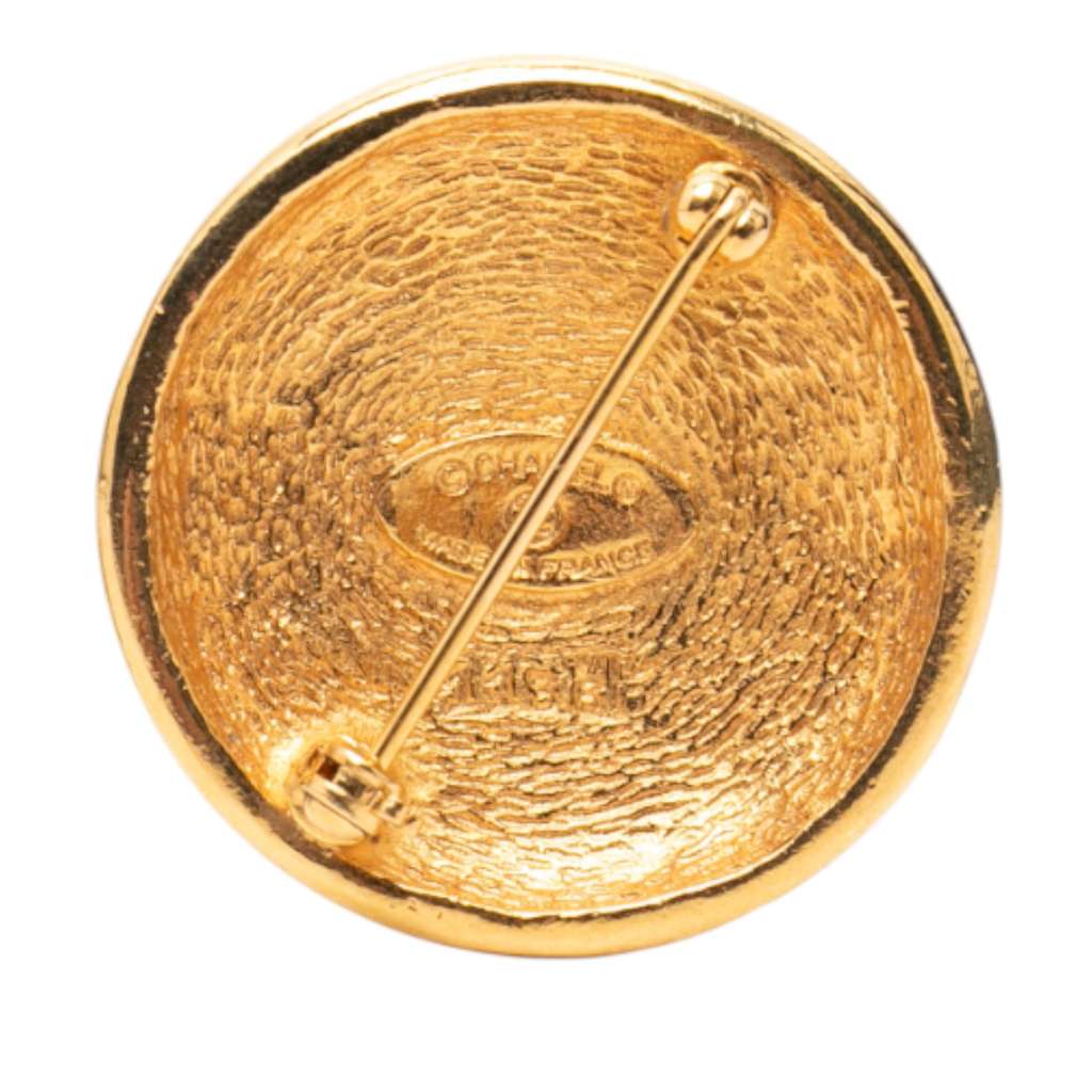 Chanel Gold Plated CC Round Brooch - 2