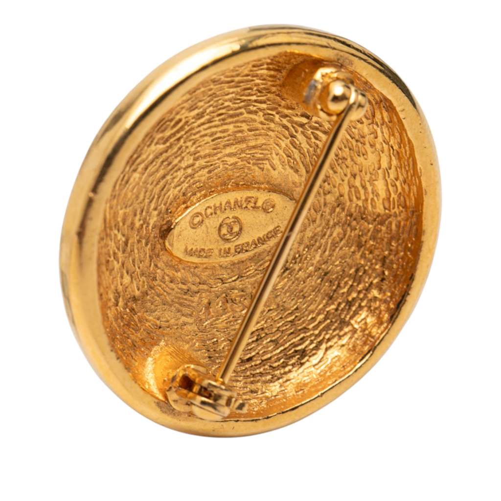 Chanel Gold Plated CC Round Brooch - 3