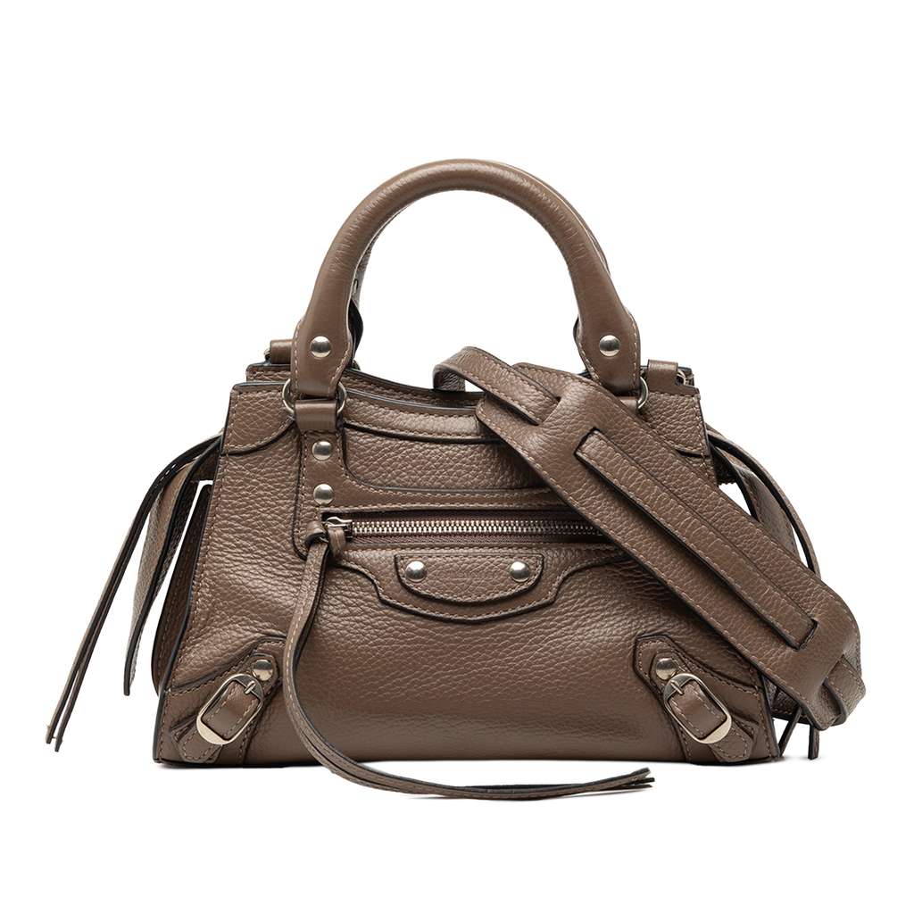 Balenciaga Mini Grained Calfskin Motocross Neo Classic City Satchel