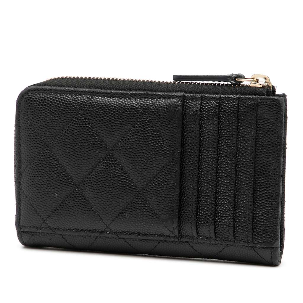 Chanel CC Quilted Caviar Zip Around Coin and Card Holder - 2