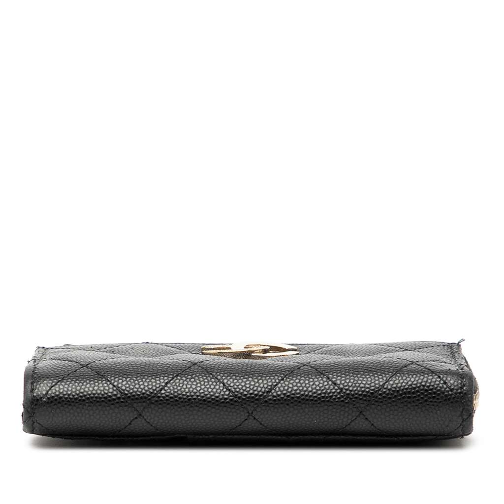 Chanel CC Quilted Caviar Zip Around Coin and Card Holder - 3
