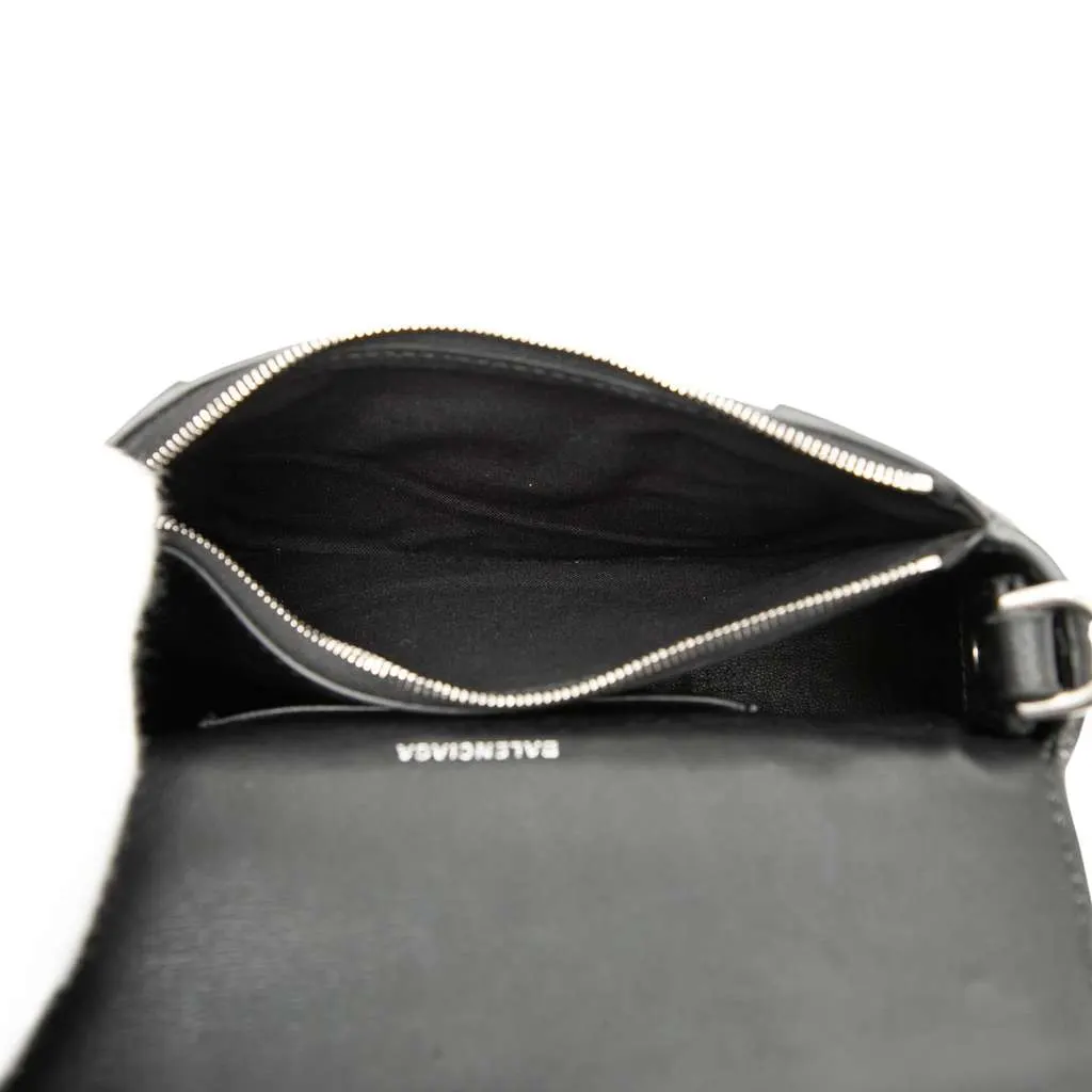 Balenciaga Calfskin Hourglass Downtown Crossbody XS Black Leather Very good - Model View