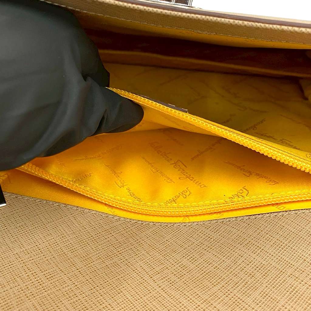 Salvatore Ferragamo Leather Double Gancini Top Handle Bag - 5