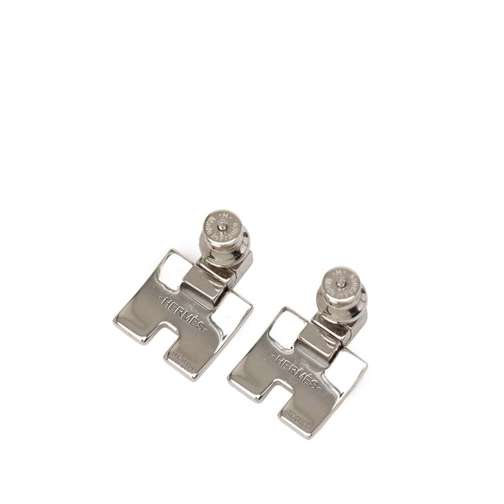 Hermès Silver Plated Enamel Eileen Push Back Earrings - 3