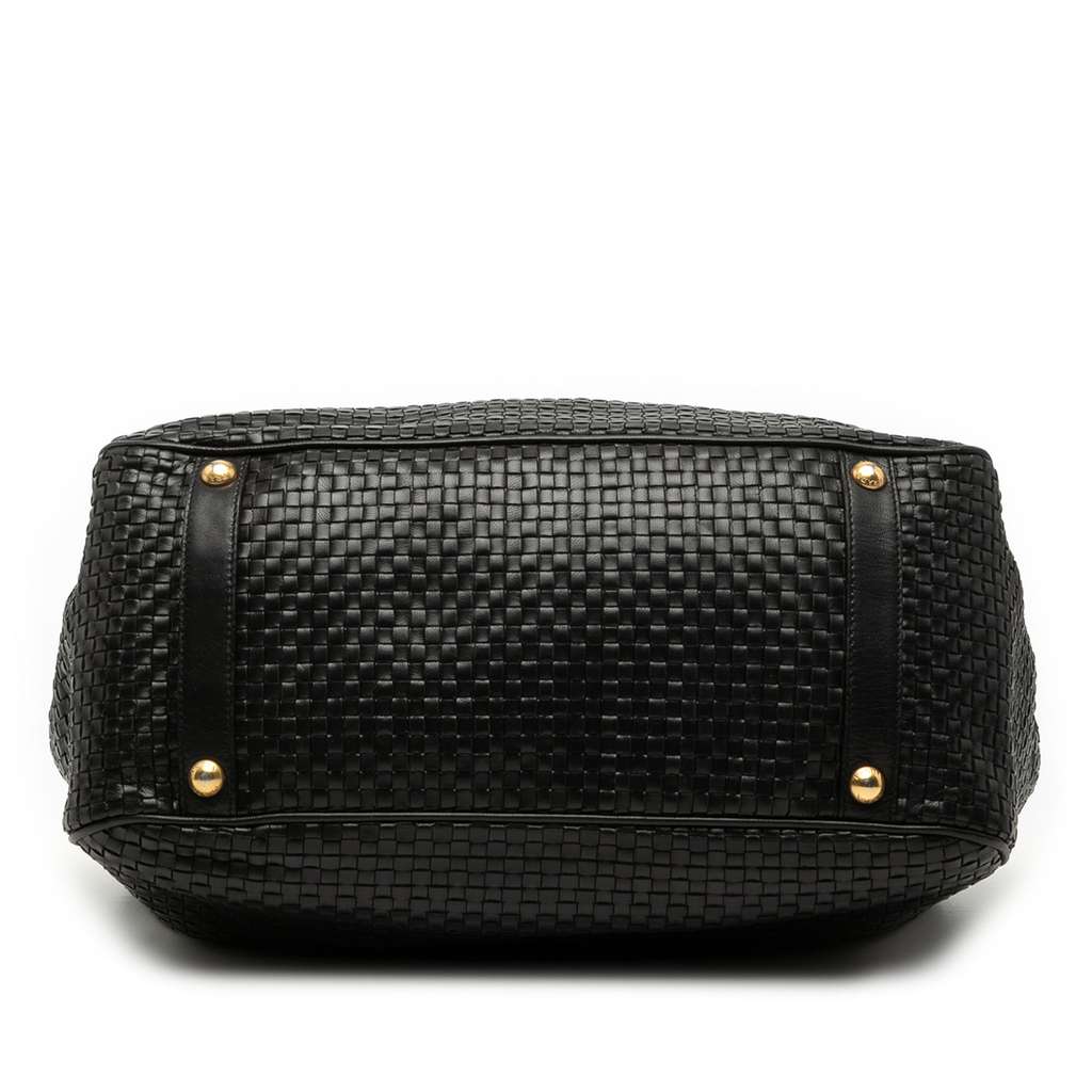 Prada Goatskin Woven Madras Frame Tote - 3