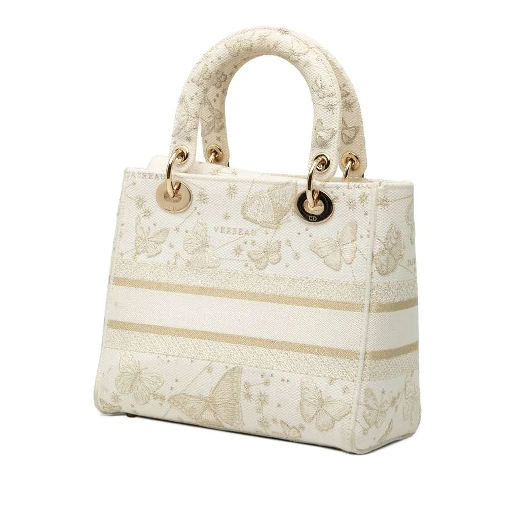Dior Medium Embroidered Canvas Butterfly Zodiac Lady D Lite White Canvas Good - Back View