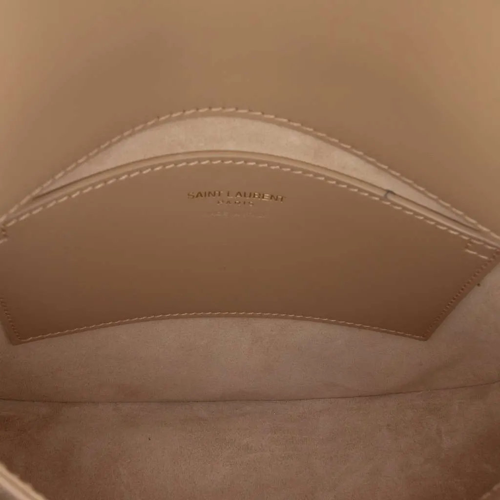 Saint Laurent Mini Calfskin Voltaire Top Handle Bag in Box Brown Leather Good - Model View