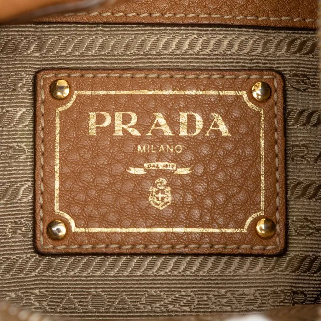 Prada Vitello Daino Shoulder Bag Brown Leather Very good - Box View
