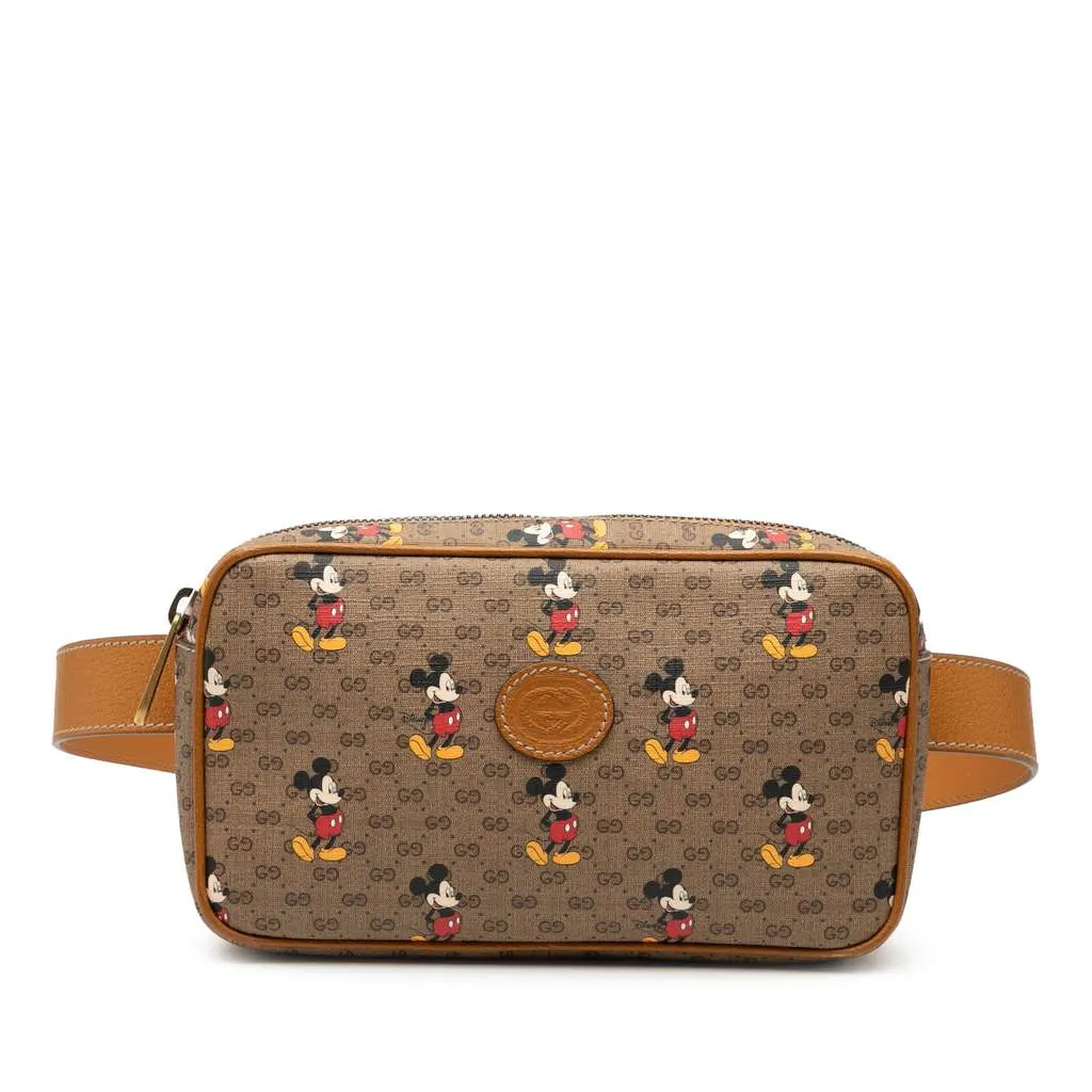 Gucci Disney Micro GG Supreme Mickey Mouse Belt Bag Brown Canvas Good - Front View