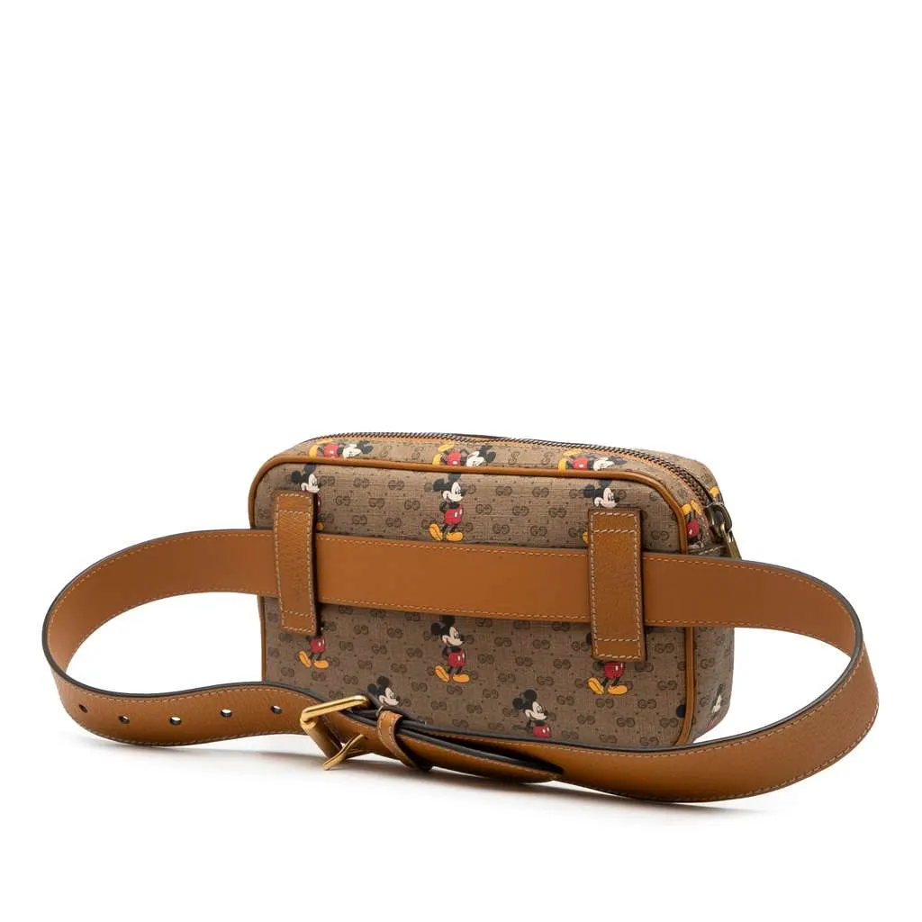 Gucci Disney Micro GG Supreme Mickey Mouse Belt Bag Brown Canvas Good - Back View