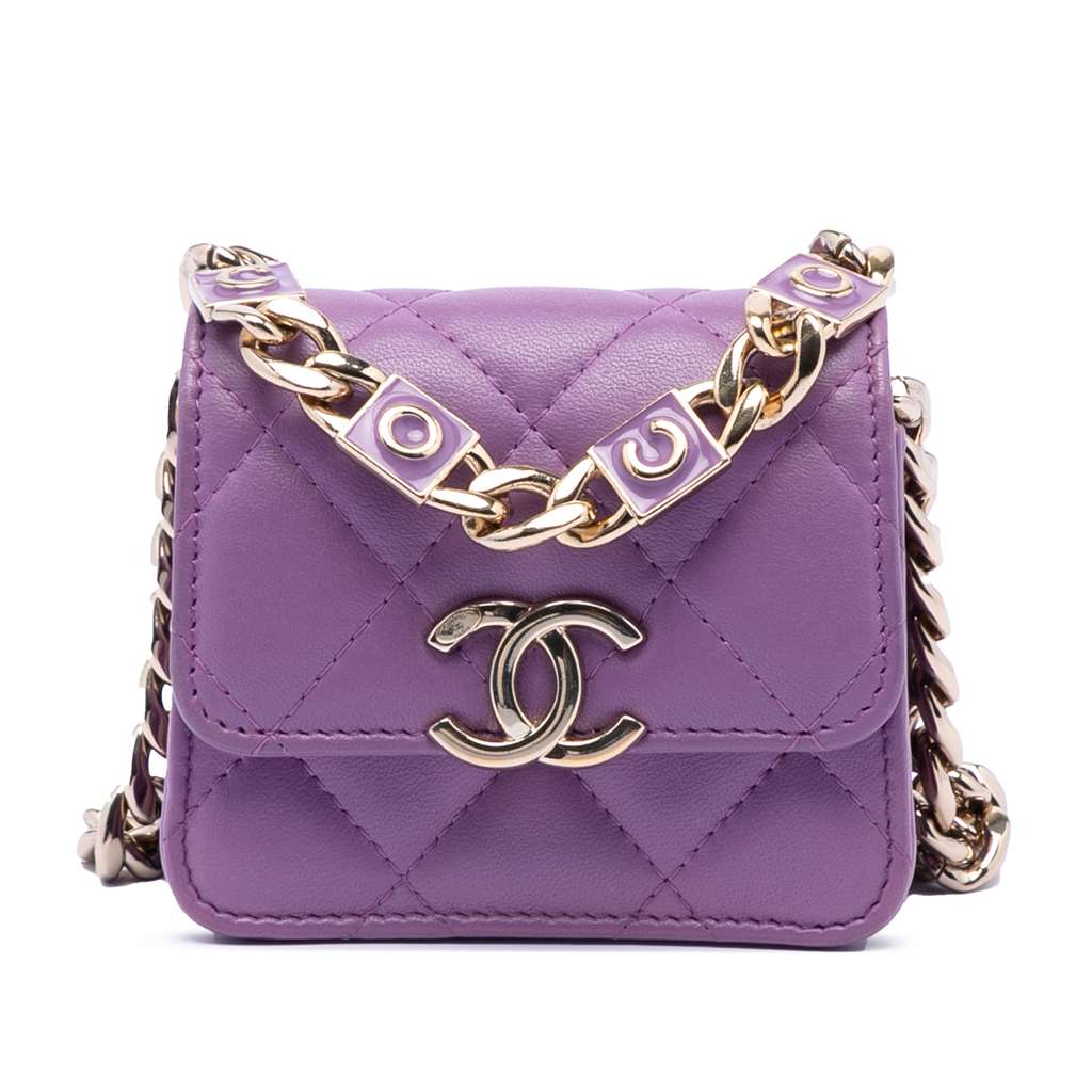 Chanel CC Quilted Lambskin Coco Card Holder on Chain