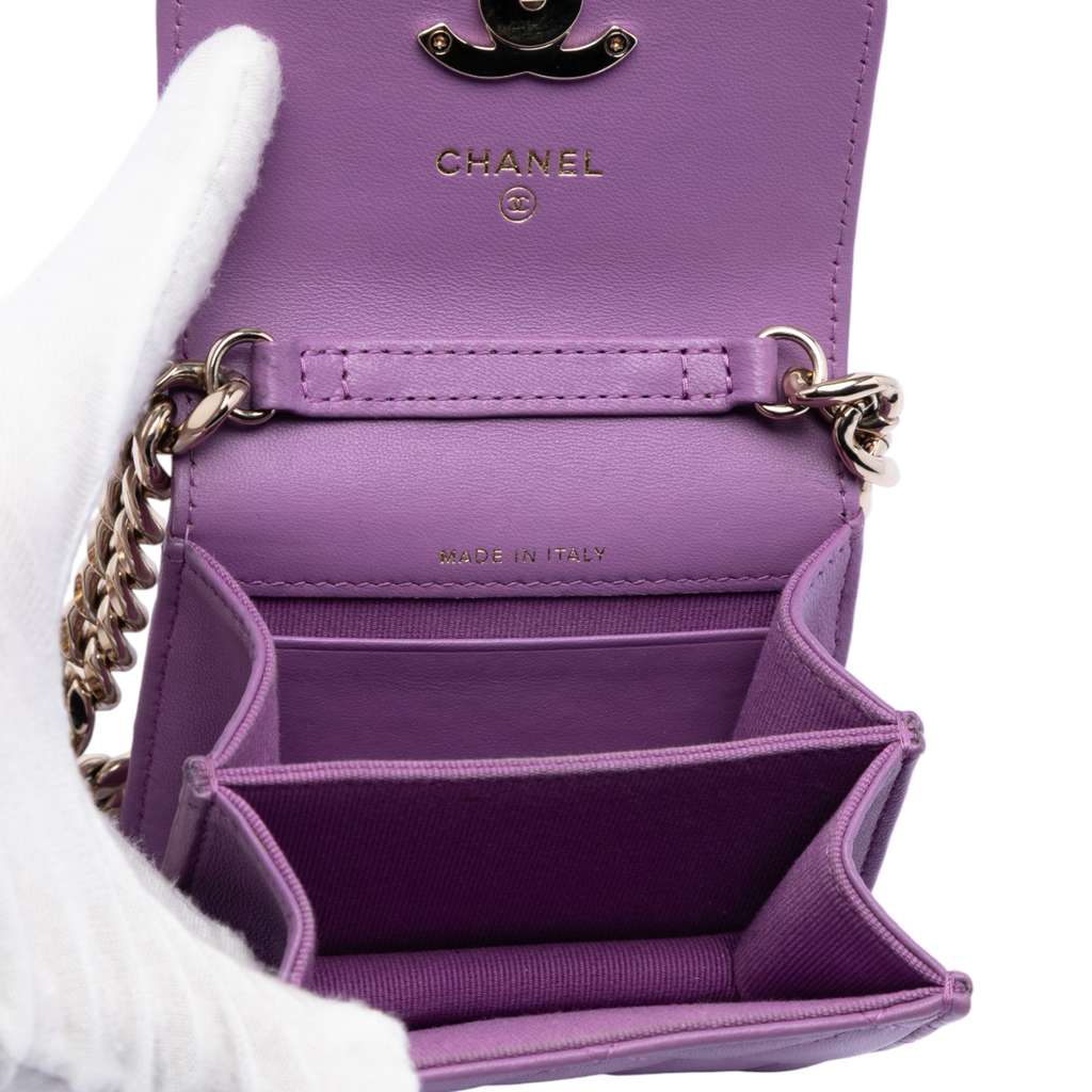 Chanel CC Quilted Lambskin Coco Card Holder on Chain - 4