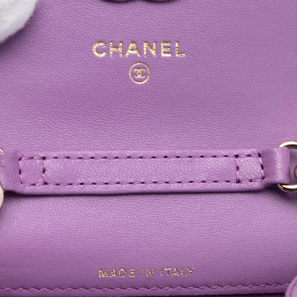 Chanel CC Quilted Lambskin Coco Card Holder on Chain - 5