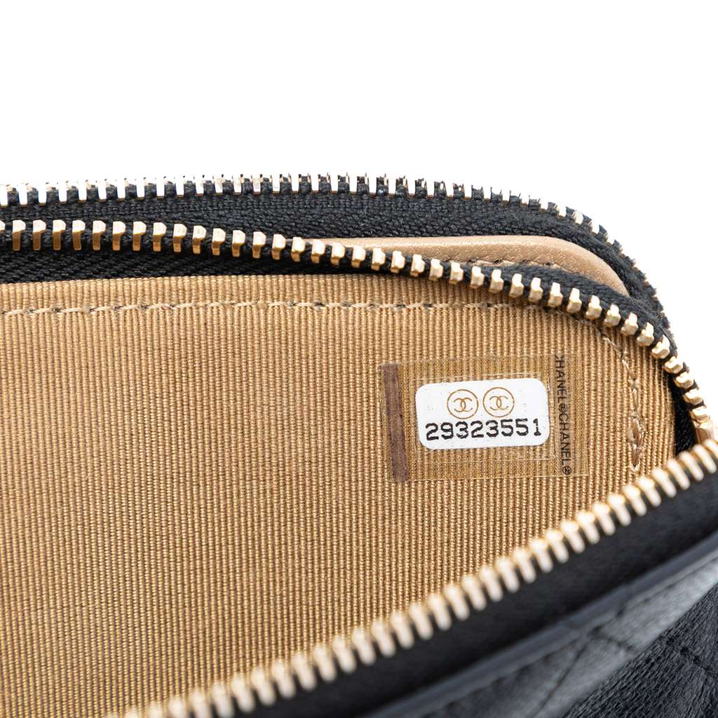 Chanel CC Quilted Goatskin Chic Pearls Double Zip Clutch With Chain - 5