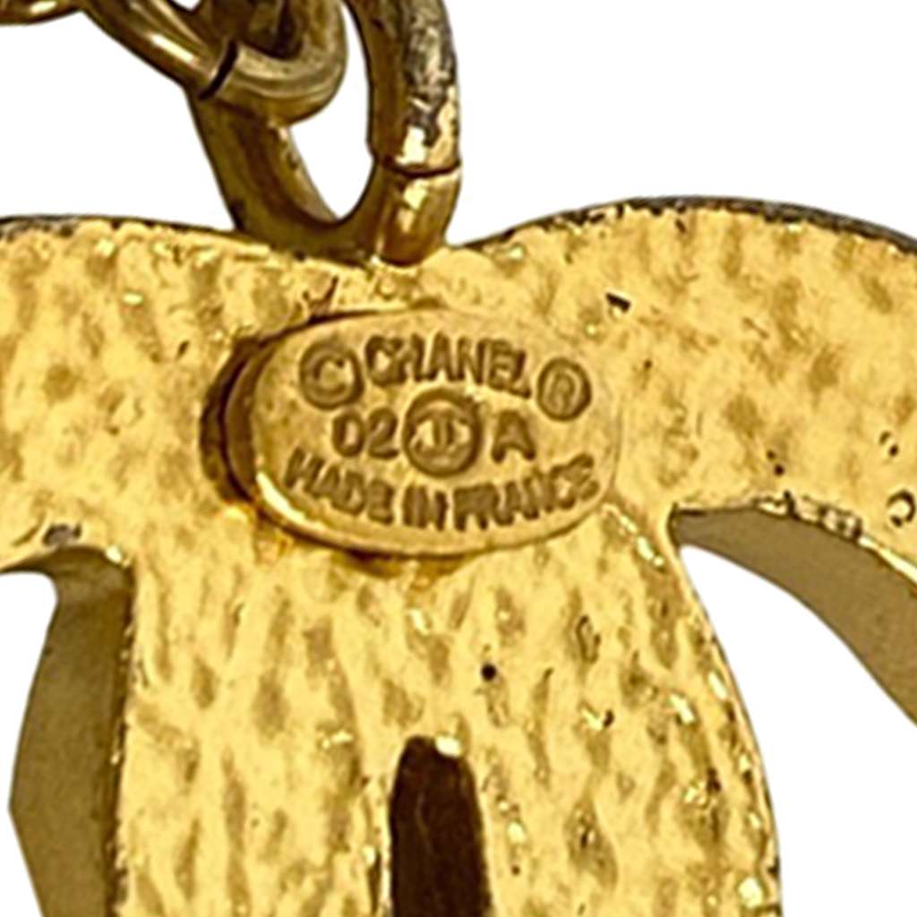 Chanel Gold Plated Rhinestone CC and Camellia Hat Pendant Necklace - 3