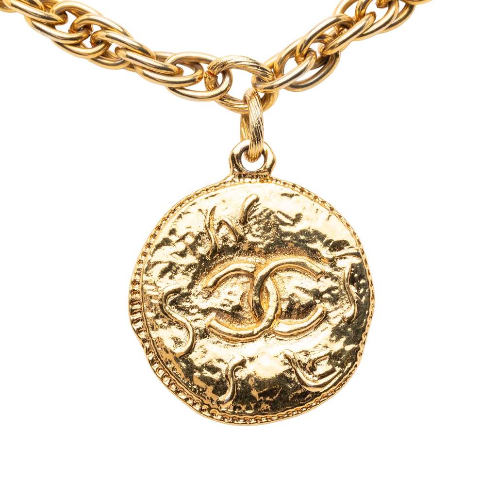Chanel Gold Plated CC Medallion Pendant Necklace - 2