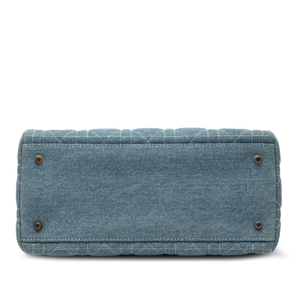 Dior Medium Denim Cannage Acrylic Handles Lady Dior - 3