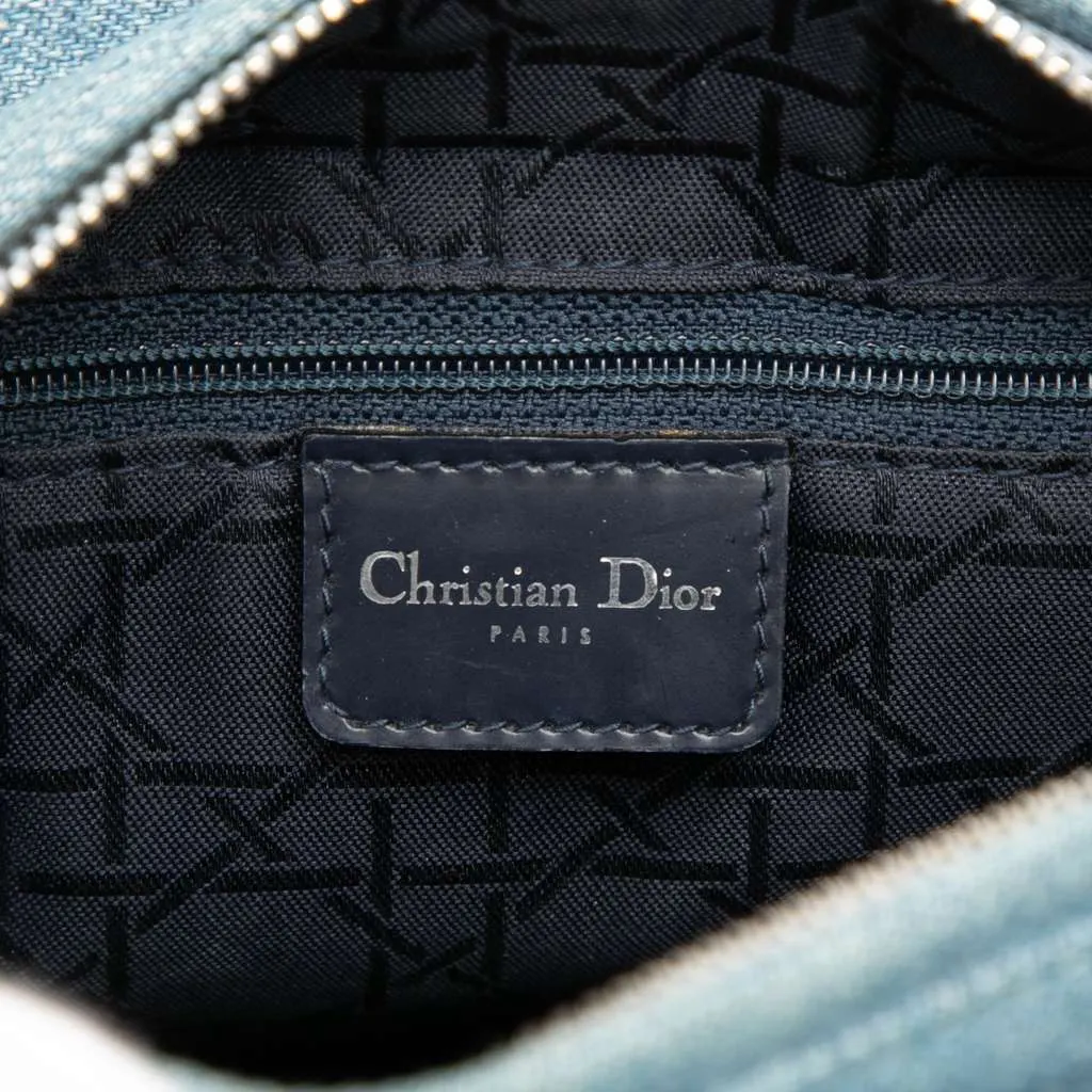 Dior Medium Denim Cannage Acrylic Handles Lady Dior Blue Denim Good - Box View