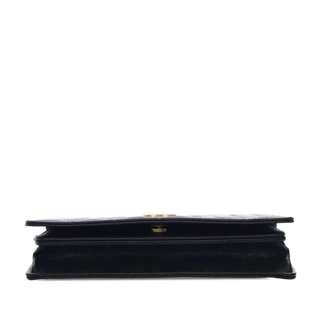 Chanel Quilted Caviar Glitter CC Roller Skate Clutch With Chain Black Leather Good - Model View