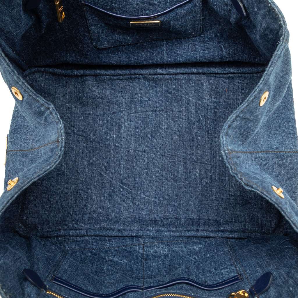 Prada Large Denim Canapa Logo Satchel - 4