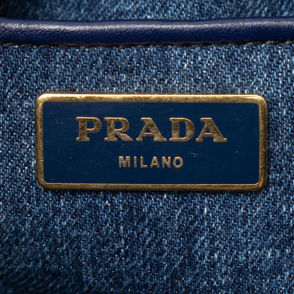 Prada Large Denim Canapa Logo Satchel - 5