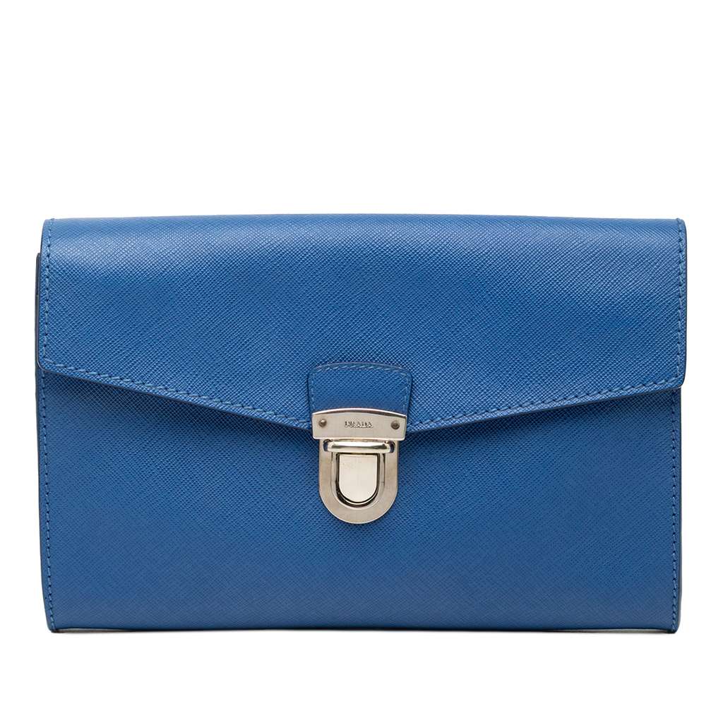 Prada Saffiano Envelope Pushlock Clutch
