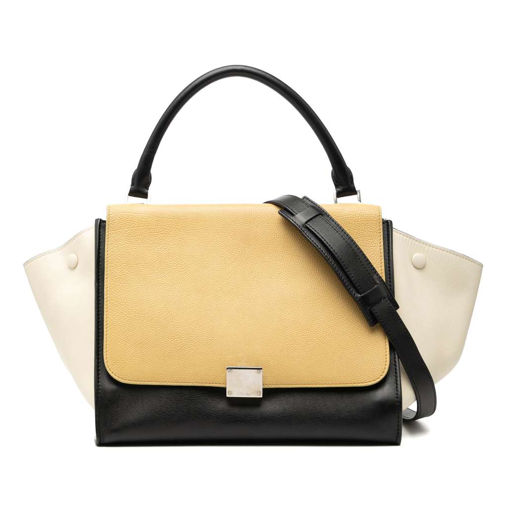 Celine Medium Tricolor Leather Trapeze Satchel