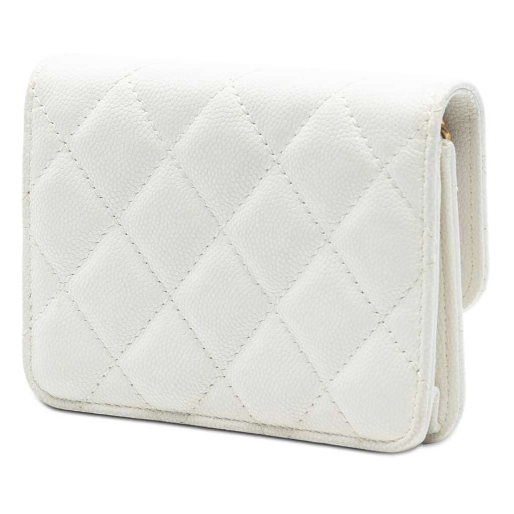 Chanel CC Quilted Caviar Medallion Charm Clutch With Chain - 2