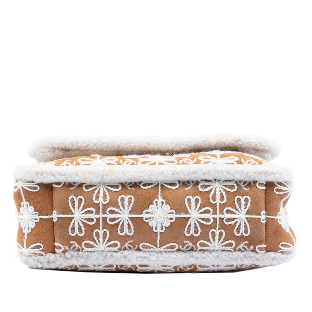 Chanel Medium Embroidered Suede 19 Flap with Shearling Trim - 3