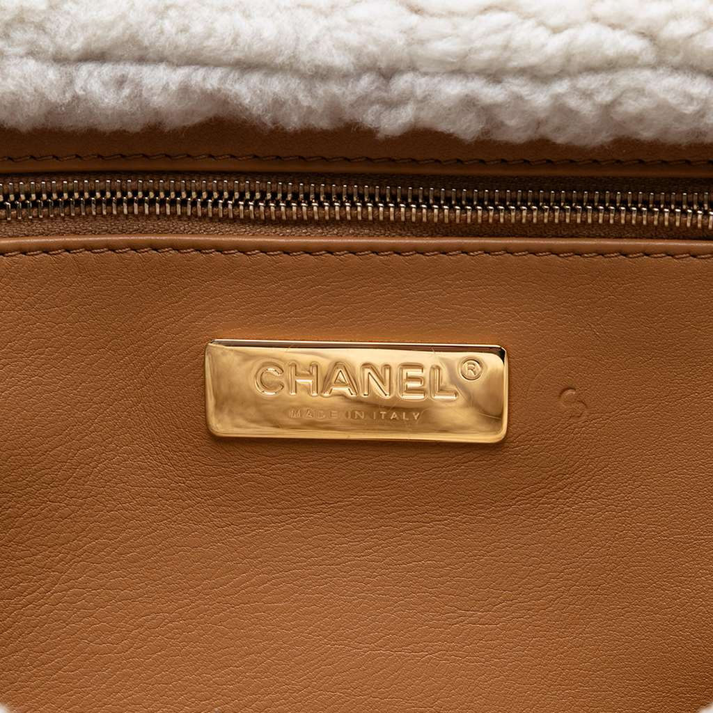 Chanel Medium Embroidered Suede 19 Flap with Shearling Trim - 5