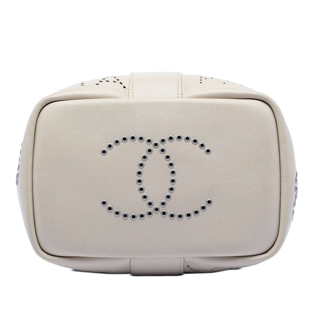 Chanel Small Perforated Calfskin Logo Eyelet Bucket Bag - 3