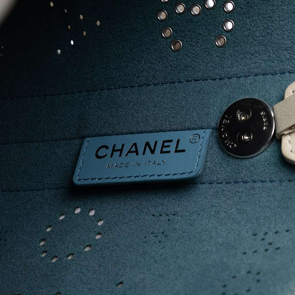 Chanel Small Perforated Calfskin Logo Eyelet Bucket Bag - 5