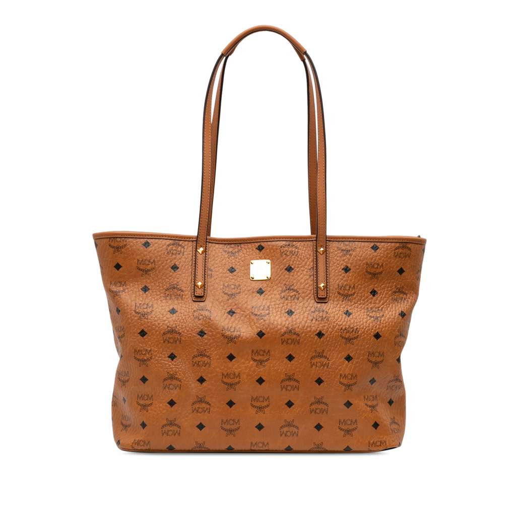 Mcm Medium Visetos Coated Canvas Anya Top Zip Shopper Tote