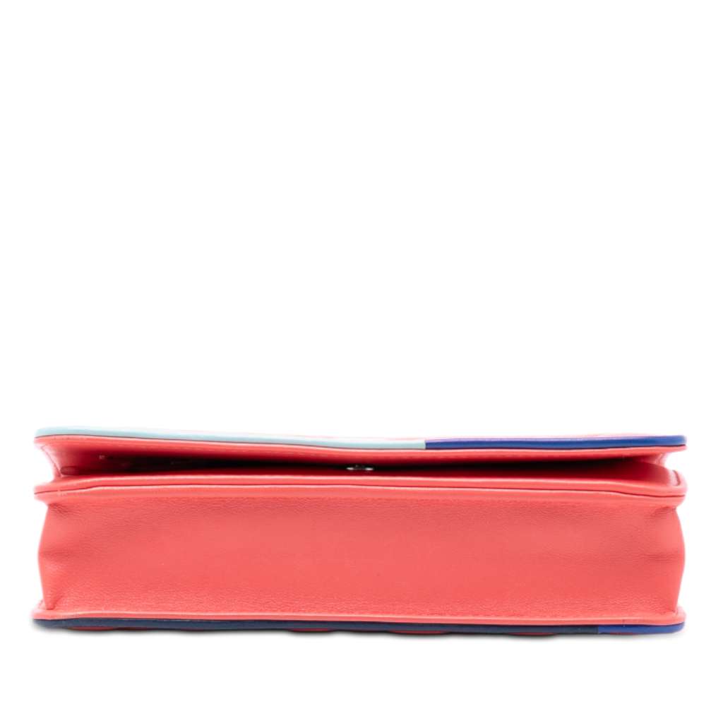 Chanel CC Quilted Lambskin Multicolor Border Full Flap Wallet on Chain - 3