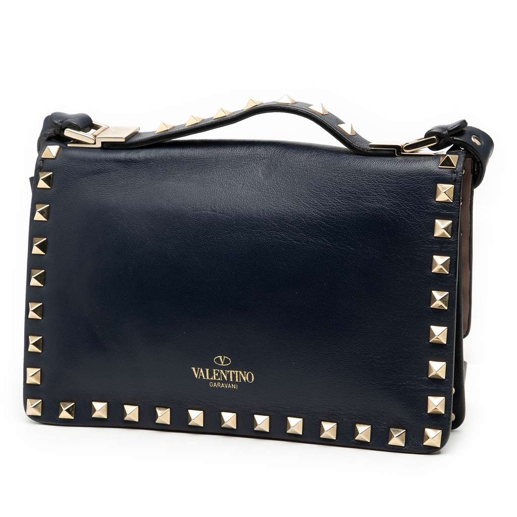 Valentino Leather Rockstud Flap Satchel - 2