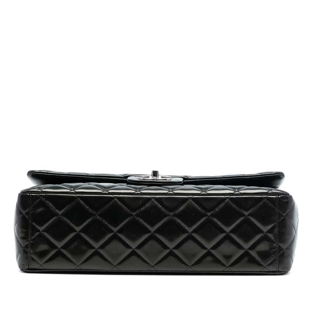 Chanel Maxi Classic Striped Patent Double Flap - 3