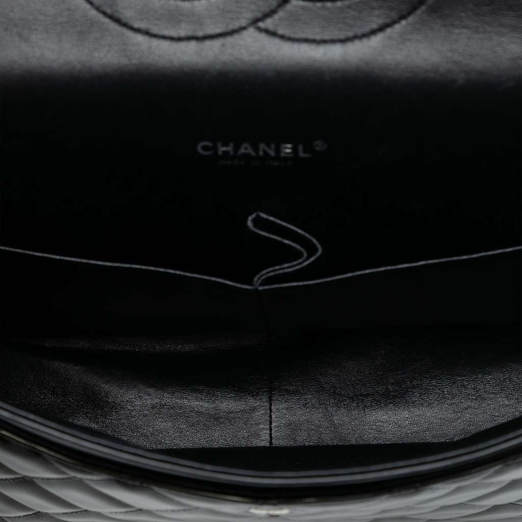 Chanel Maxi Classic Striped Patent Double Flap - 4