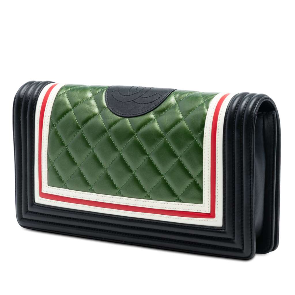 Chanel Old Medium Multicolor Quilted Lambskin Crest Boy Flap - 2