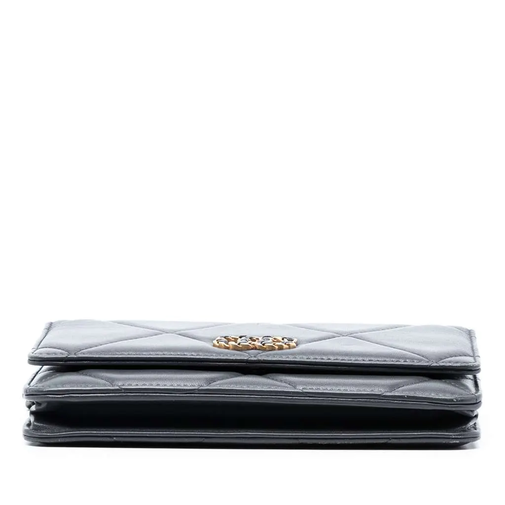 Chanel Quilted Lambskin 19 Wallet on Chain Grey Leather Good - Inside View