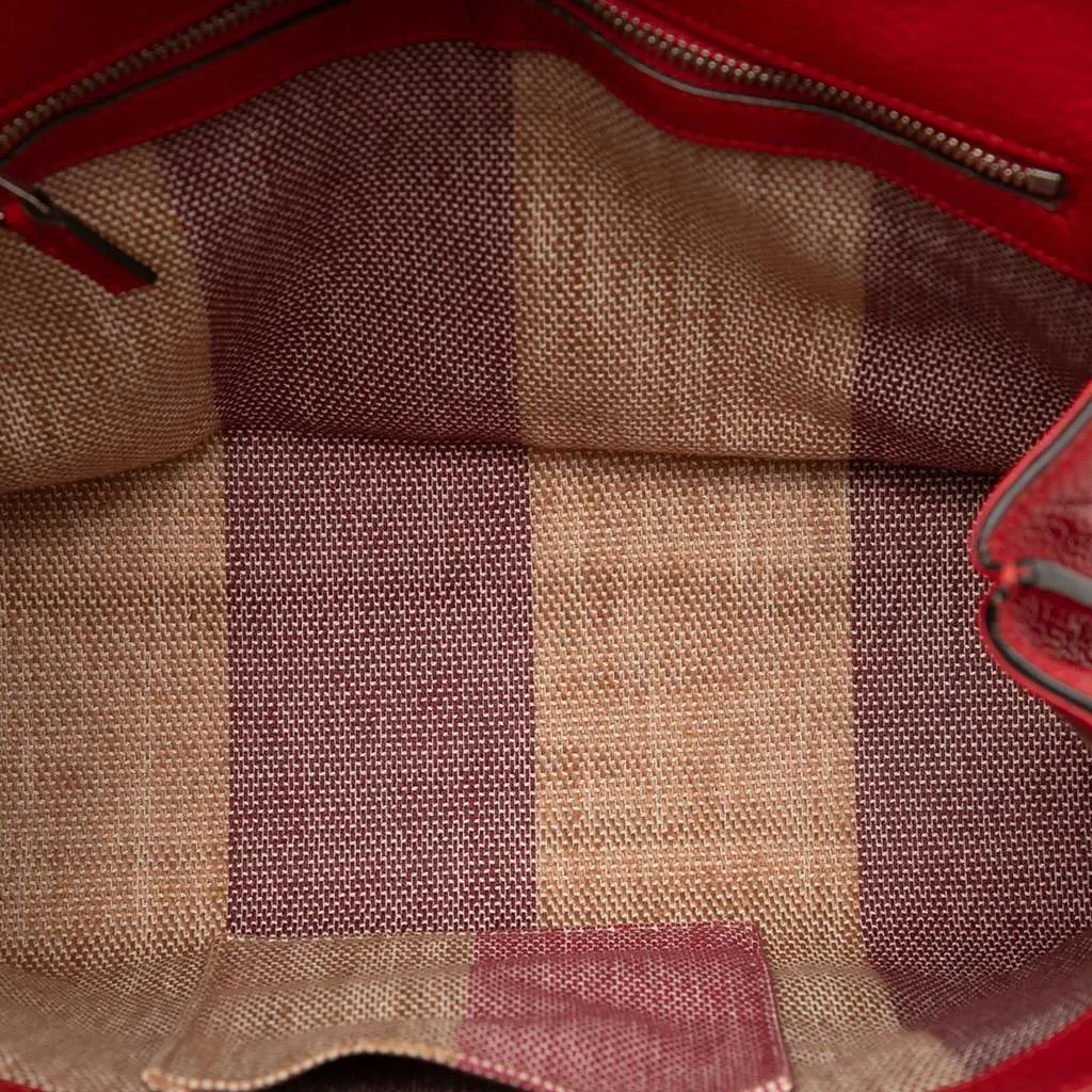 Gucci Small Leather Bamboo Daily Satchel Red Leather Good - Model View