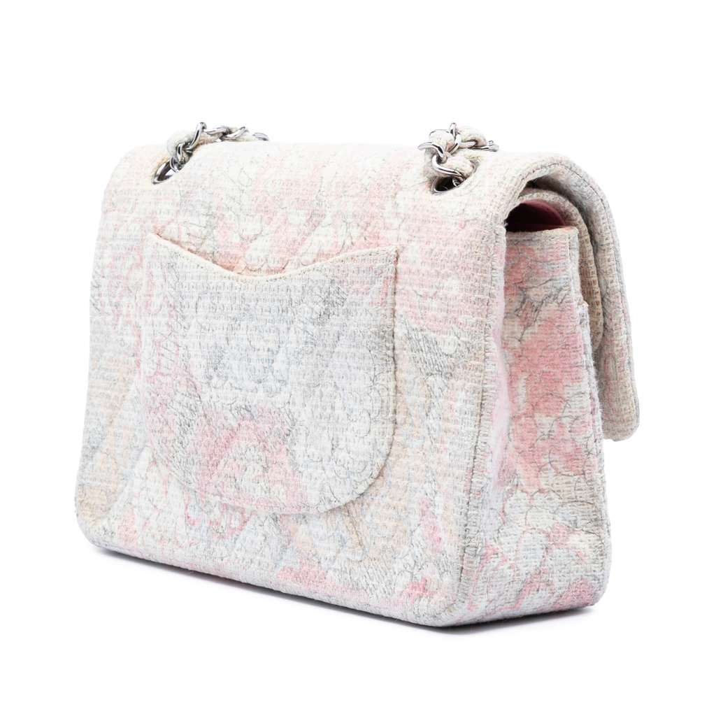 Chanel Medium Classic Tweed Camellia Double Flap - 2