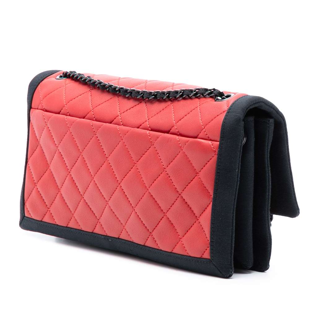 Chanel Medium CC Bicolor Quilted Lambskin Grosgrain Single Flap - 2