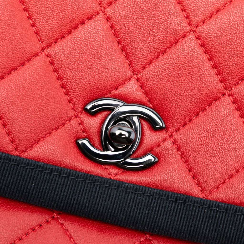 Chanel Medium CC Bicolor Quilted Lambskin Grosgrain Single Flap - 5