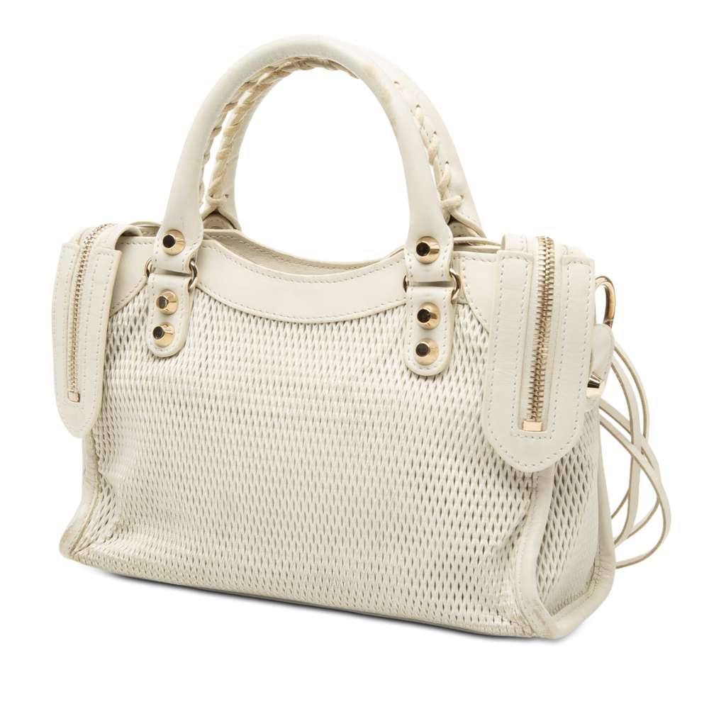 Balenciaga Mini Perforated Leather Motocross Classic City Satchel - 2